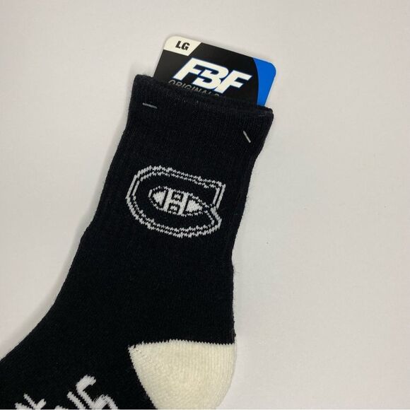 For Bare Feet Black White Montreal Canadiens Icy Hockey Socks L 10-13 - Picture 3 of 8